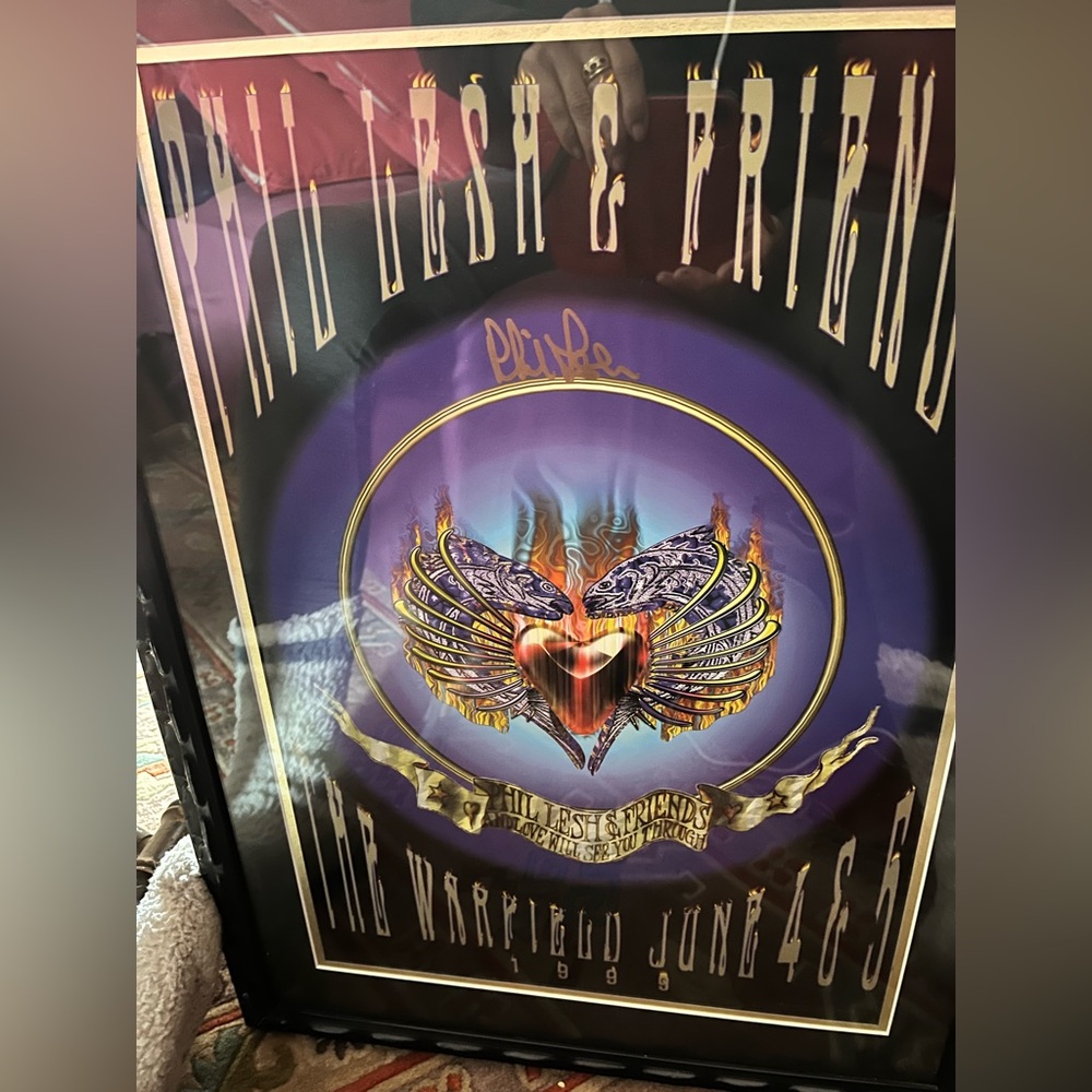 Autographed Phil Lesh & friends 1999 Warfied framed poster